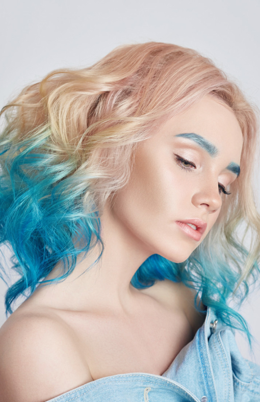blonde and blue ombre hair color